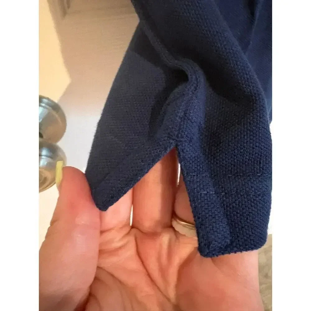 Banana Republic Organic Cotton Pique Polo Colorblock White Gray Blue Small
